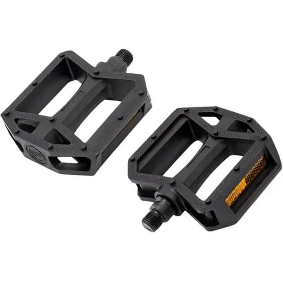 Pedal Bike Plataforma Nylon Com Esfera Preto Com Refletor  Rosca Fina 1/2
