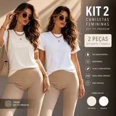 💖 Kit 2 Camisetas Femininas Gola Redonda Básica Premium Casual TShirts