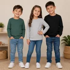 kit 3 Camisas Manga Longa Unisex Infantil Menino ou Menina Escolar