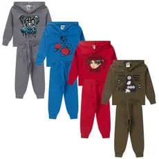 Kit 3 Conjuntos Moletom Capuz Masculino Infantil Menino roupa inverno frio com touca são 3 calças e 3 casacos tamanho