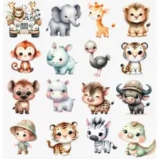 DTF 16 Apliques Termocolantes Colar Em Tecidos  Roupas Toalhinhas de bebe Natal Safari Menina Safari Menino Futebol