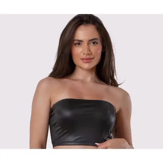 Cropped Top Faixa Cirrê Fake Sem Bojo Sem Forro Com Elastico Balada Dia a Dia 2025 Verão Blogueirinha Tomara Que Caia