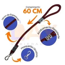 Guia Tradicional 60cm Corda Reforçada Grossa 16mm Passeio Pet Cães Cachorros * 1 UNIDADE