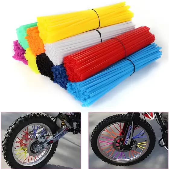 Protetor De Raios Bike Moto Cadeira De Rodas Tubo Decorativo Capa de Raios Coloridos 76 Pçs