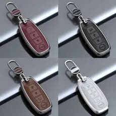 Capa de chave com textura de couro de liga Nissan adequada para Sylvanian Teana EasyCard Qijun Tiida Jinke Eriya Capa de