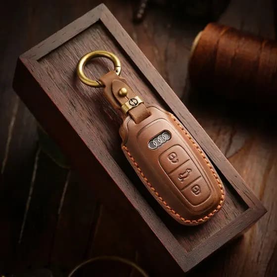 19 Audi Car Q5L Retro Key Cases Adequado para A6L A7L A8L Q7 Puro Feito à Mão Crazy Horse Couro Chave Shell Audi