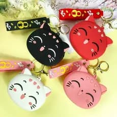 JOPNE Chaveiro De Bolsa De Moedas , Carteira De Desenho Animado De Silicone , De Gato , Boneca Kawaii Fofa , Mini Fone D
