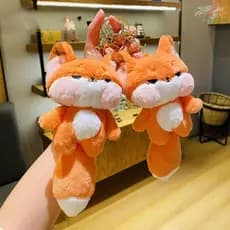JOPNE Chaveiro De Pelúcia Com Boca Fofa , Carro Laranja De Cauda Grande De Desenho Animado , Recheado