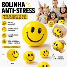 Squishy Bolinha Anti-Stress Emoji Amarela Macia Apertável
