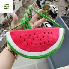 Bolsa De Melancia De Pelúcia KIDST , Crossbody Com Zíper De Frutas , Sacola Portátil De Desenho Animado De Grande Capaci