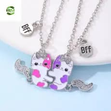 KIDST Best Colar Amigo , Animais De Desenho Animado Pingente De Liga , De Eletroplaca Fofo Combinado Amizade
