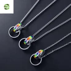 Colar De Arco-Íris KIDST , Com Pingente De Anel De Joia De Pescoço Colorido Aço De Titânio Turco