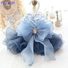 TEENM Vestido De Princesa Para Animais De Estimação , Casamento Macio E Fofo Cachorro Gato , Saia De Fada Respirável Fof