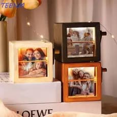 TEENM Moldura De Livro Com Manivela Para Foto , Álbum De Imagens Giratório DIY Luminoso Decorativo