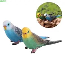 KBOX Simulado Periquito Papagaio , Miniaturas Estatuetas De Pássaros De Desenho Animado , Escritório De Ornamento De Edu