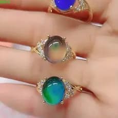 Anel De Cor Em Mudança KBOX , Anéis De Humor Ajustáveis Retrô Com Pedra Da Lua Colorida Controle De Temperatura , Moda