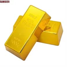 Barra De Ouro Falsa SAMDERI , Tijolo Dourado Brilhante De Parada De Porta , Barras De Peso De Papel De Simulação De Plás