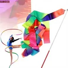 Flâmula De Balé SAMDERI , Fitas De Ginástica Rítmica De Cores Gradientes , Fita Colorida De Dança Profissional