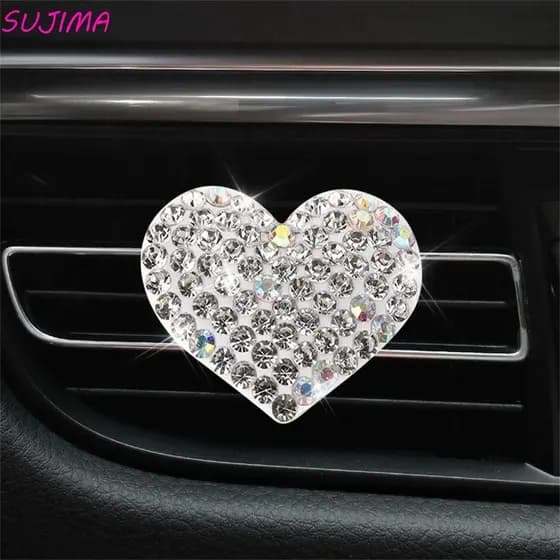 SUJIMA Clip Para Carro Criativo Fofo Em Forma De Coração Difusor De Aroma De Com Ornamento Automático Rhinestone