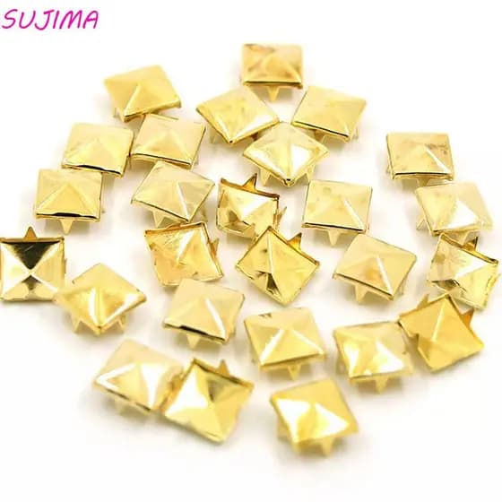 SUJIMA Rebites Quadrados Qualidade 100 Unidades/Pacote Forma Pirâmide Prata Picos Manchas Nailhead Decoração De Costura