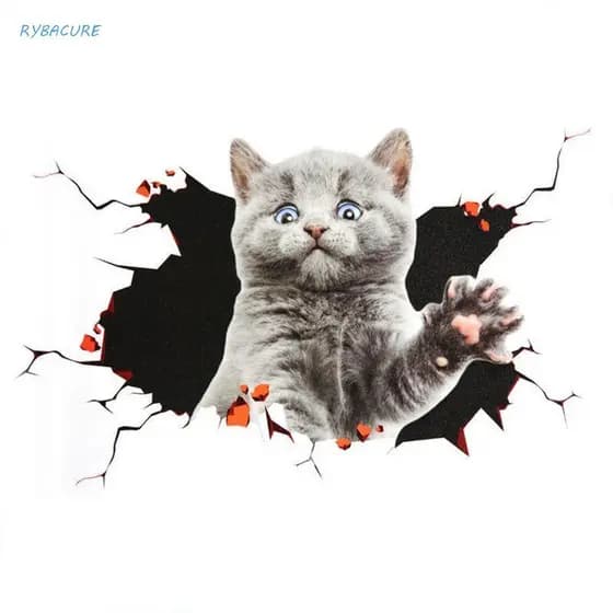 Adesivos De Gato 3D Para Carro Raybre , Adesivo Universal De Simulação Gatos , Engraçado No De Rachadura