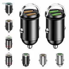Adaptador De Energia Para Carro Raybre , Carregador De Com Anel De Tração USB Duplo Tipo C , Mini De Metal PD30W