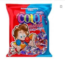 PIRULITO COLOR MANIA PINTA LINGUA - FRAMBOESA E TUTI FRUTT - 50UND PACOTE 500G