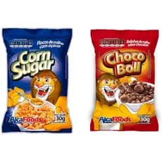 KIT 10UN Cereal Matinal Sachê Alcafoods 30g Milho Com Açúcar e Bolinhas de Chocolate