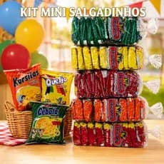 Kit Salgadinhos Mini 50 Sortidos Lembrancinhas Atacado Festa Infantil Sacola Surpresa Aniversario