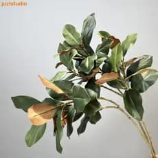 JUZISTUDIO Planta De Magnólia Artificial , 2 Garfos Feitos À Mão , Galho De Árvore Simulado , 110 Cm