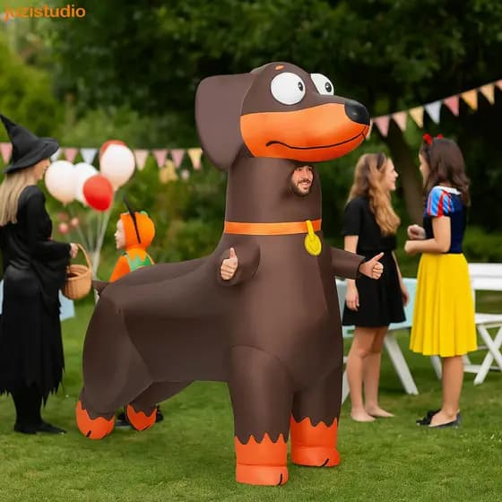 Fantasia De Cachorro De Salsicha Inflável JUZISTUDIO , Macacão De Corpo Inteiro De Desenho Animado , Traje Fofo , Engraç