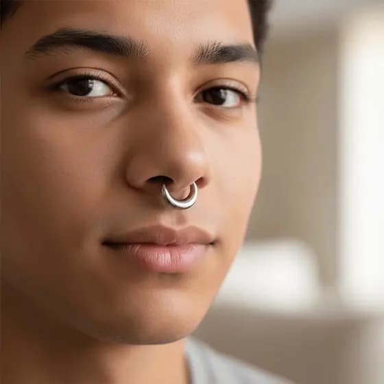 Anel De Nariz  , Brinco De Cartilagem Piercing Hipoalergênico Em Forma De Crescente , Joia Corporal Sem Sold