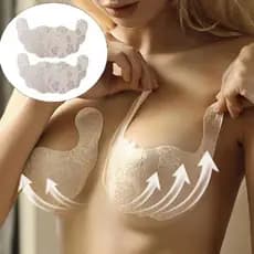 Kit 2 Plus Size Sutiã Adesivo de Renda Levantador Sem Alças, Sem Costas, Efeito Push-Up Forte Adesão