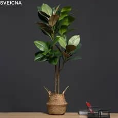 Simulado Ramo De Árvore De Magnólia , Folhas De Borracha Grandes Planta Artificial , Plantas Artificiais De 110c