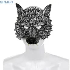 SINJEO Máscara De Lobo De Halloween , Espuma RP , Adereços De Baile De Cosplay De Rosto Inteiro , Olho Animal 3D , Natal