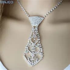 Gravata De Strass SINJEO , Feminina Com Glitter Brilhante Terno De Negócios Casamento De Metal