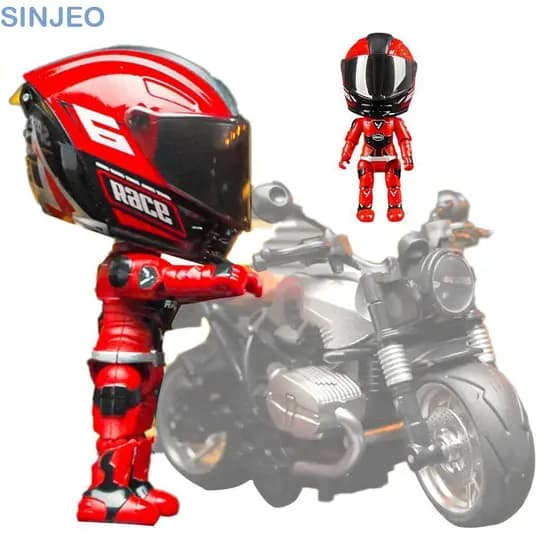 Desce Transformar Brinquedo De Motocicleta , Capacete De Deformação Membros Móveis Simulados Boneca De Motociclista , Le