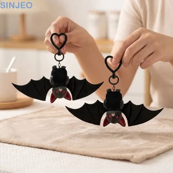 Chaveiro De Morcego De Pelúcia SINJEO , Novidade Transformável Com Asas , Pingente De Bolsa Engraçado Olhos Vermelhos De