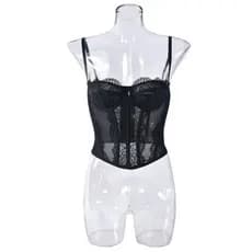 Camisola De Renda KALTENDIN , Espartilho Oco Slim fit , Transparente Sem Mangas Streetwear Crop Tops Femininos