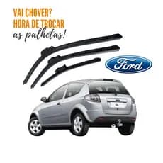 Kit Palheta Limpador Parabrisa Dianteiro + Traseiro Ford Ka 2011 2012 2013