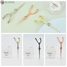 Conjunto De Palito De Aço Inoxidável SCOFIE , Alça Reutilizável , Fio Dental De 50M , Suporte Portátil Para Em Forma De