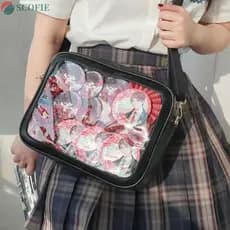 SCOFIE Sólido Cor Itabag , Saco Com Zíper PU Sacos Transparentes De Algodão Boneca