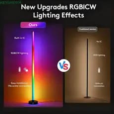 Candeeiro De Pé LED Inteligente Kesselmanmoda , Lâmpada De Chão Com Modos De Controle Duplo De Sincronização De Música A