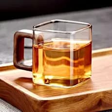Caneca De Café De Vidro  , Xícara Expresso Resistente Ao Calor Espessa , Mini Alça Quadrada Para Uso Doméstico