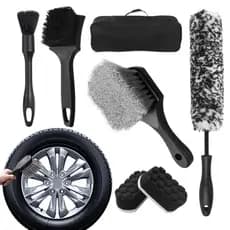 3/7 pcs Escova De Limpeza De Rodas , Cerdas Não Abrasivas Kit De Roda De Carro Com Cabo Confortável