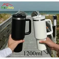 Copo Garrafa Térmica 1200ml Aço Inoxidável Kit-Conjunto com Tampa Canudo Inox Copo Isolada Noviva