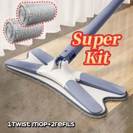 Esfregão Giratório Twist - 2 Refils Multiuso Premium 360° 130 comprimento Máquina Lavável Limpeza Noviva