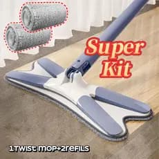 Esfregão Giratório Twist - 2 Refils Multiuso Premium 360° 130 comprimento Máquina Lavável Limpeza Noviva