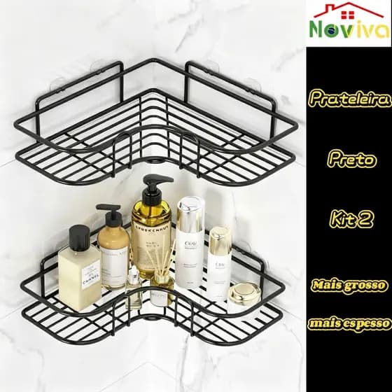 1/2 Suportes Porta Shampoo de Metal com Adesivos | Organizador Prateleira para Banheiro, Cozinha Top&casa