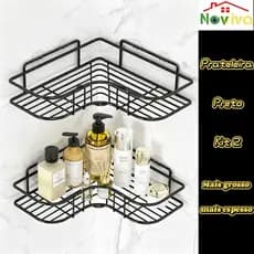 1/2 Suportes Porta Shampoo de Metal com Adesivos | Organizador Prateleira para Banheiro, Cozinha Top&casa